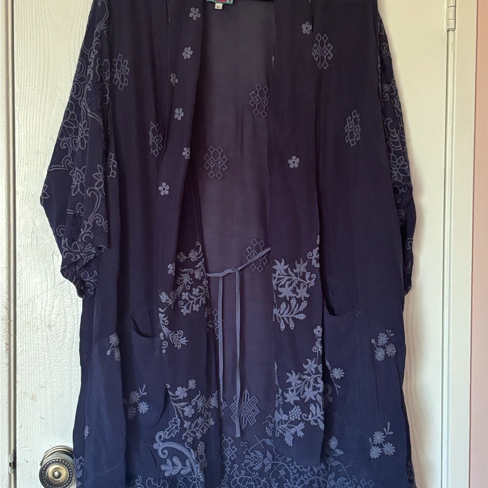 Johnny Was Blue Floral Tunic Top